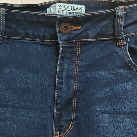 WAX JEAN dark wash blue destroyed skinny stretchy jeans size 13 - Picture 5 of 15